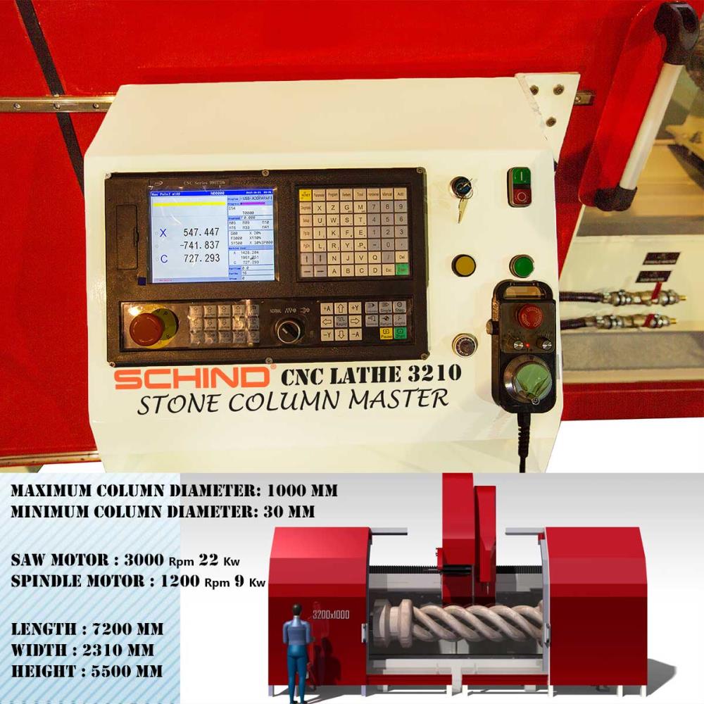 Schind CNC 3200 X 1000 - Mermer Sütun Torna Makinesi (Çok Eksenli)