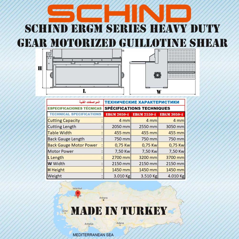 Schind ERGM 2550×4,0mm Motorlu Redüktörlü Giyotin Makas