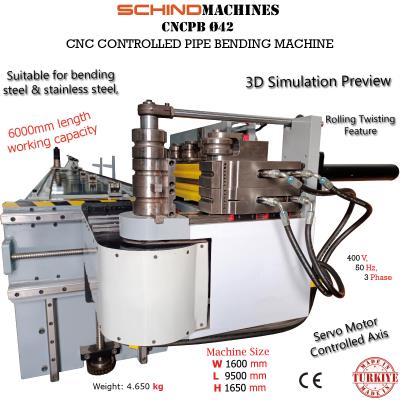 SCHINDMACHINES CNCPB Ø42x3mm 5 AXIS CNC PIPE BENDING MACHINE with ROLLING, PUNCHING and CUTTING FEATURE