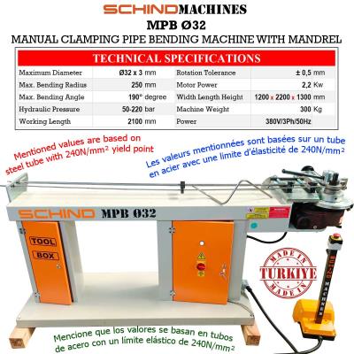 Mandrel Pipe and Tube Bending Machine MPB - Ø32  - Semi Automatic - Mechanical