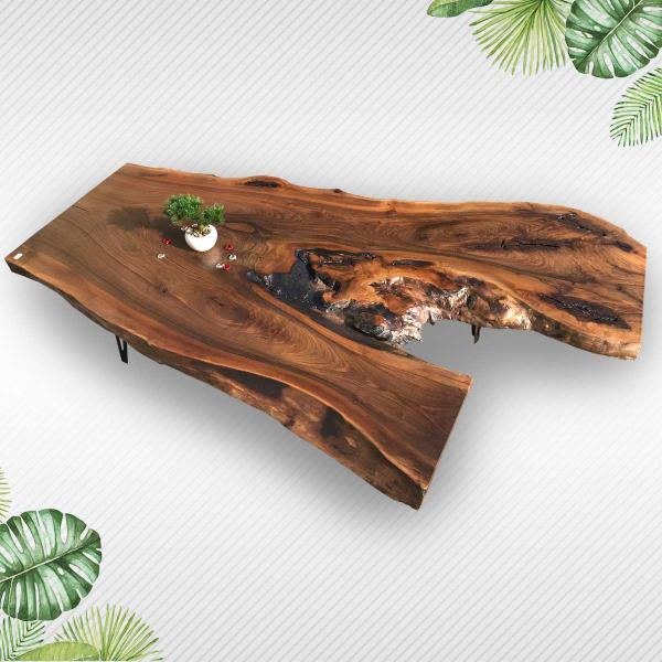 Natural Edge Walnut Wood Table