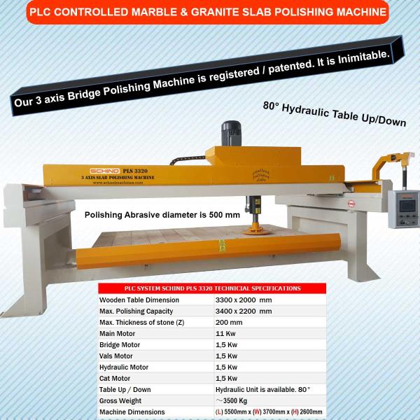 SCHIND PLS 3320 - 3 Axis - Bridge - Marble and Granite Polishing Machine