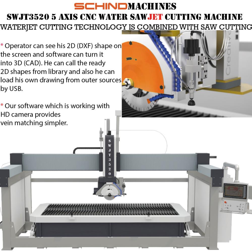 SWJT3520 5 AXIS CNC WATER SAW JET CUTTING MACHINE
