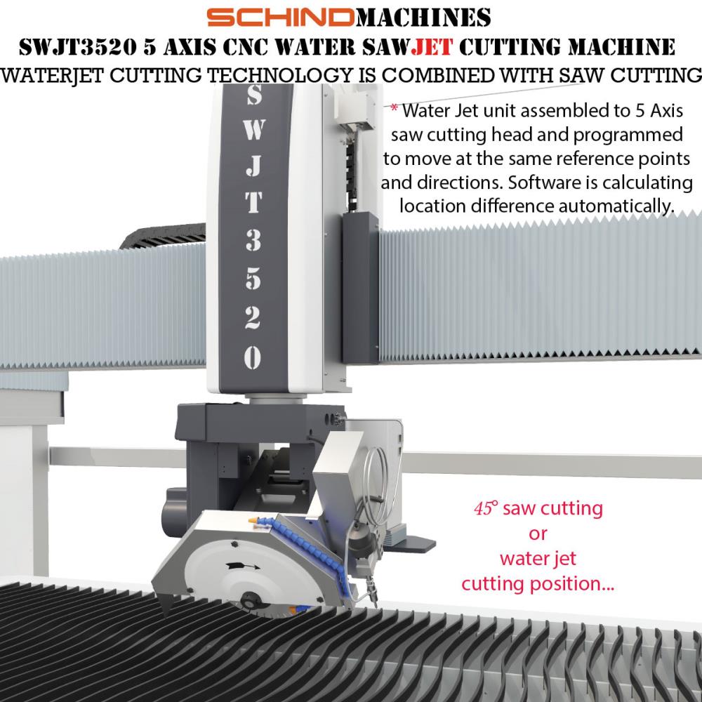 SWJT3520 5 AXIS CNC WATER SAW JET CUTTING MACHINE