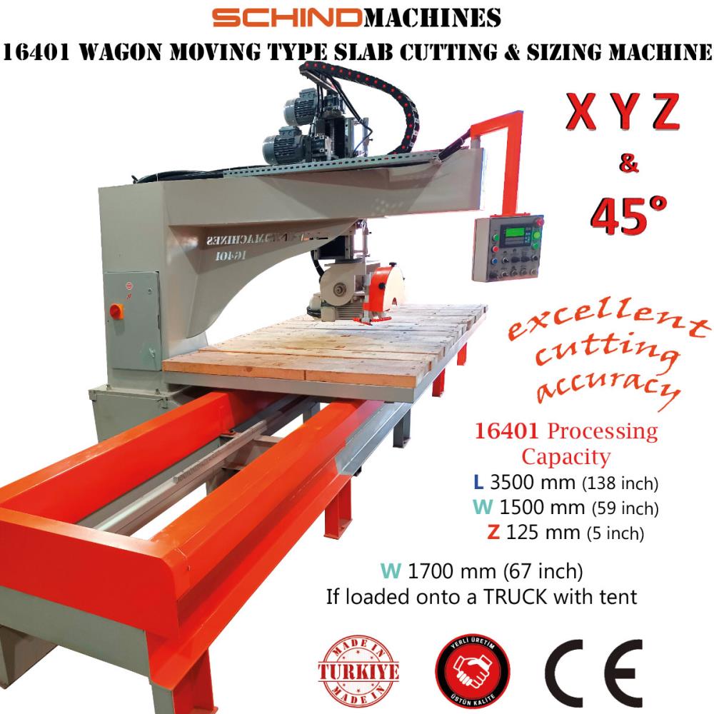 SCHIND 16401-4 NPU Marble, Granite and Natural Stone Cutting Machine with Wooden Wagon