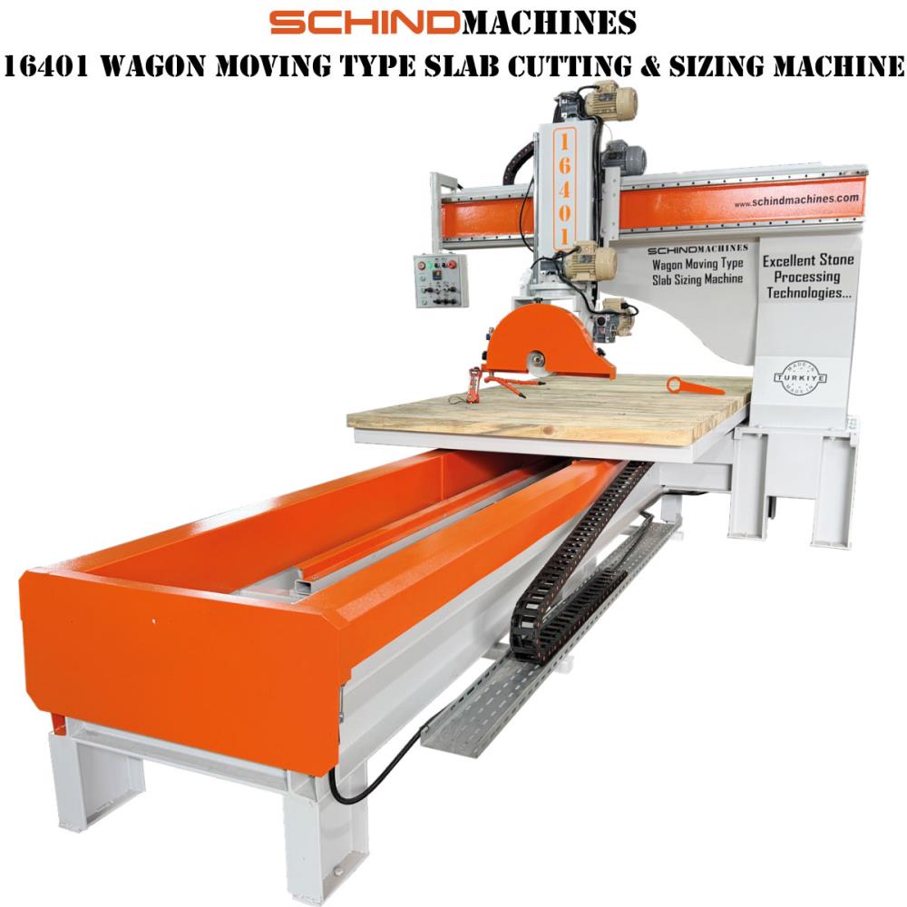 SCHIND 16401-4 NPU Máquina de Corte de Mármol, Piedra Natural y Granito con Vagon de Madera