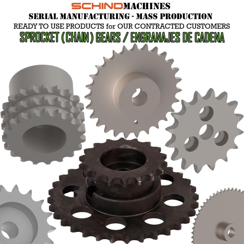 إنتاج التروس المحفزة، والتروس الحلزونية، والتروس المخروطية الحلزونية، والتروس الدودية، وآليات الدفع الحركي