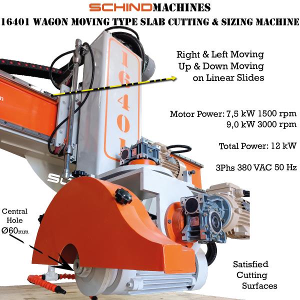 SCHIND 16401-4 NPU Marble, Granite and Natural Stone Cutting Machine with Wooden Wagon