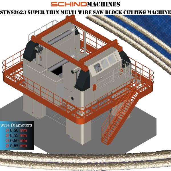 SCHINDMACHINES STWS-3623 MÁQUINA DE CORTE DE BLOQUES CON SIERRA DE ALAMBRE MÚLTIPLE SUPERFINA